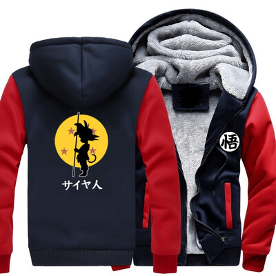 

2018 New Dragon Ball Animate Hoodie mens Thicken Fleece Zipper Jacket Super Saiyan Goku DBZ fast arrive