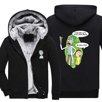 

2018 New USA SIZE Men Winter Autumn Hoodies RICK PEACE AMONG WORLDS pattern Fleece Coat Baseball Uniform Sportswear Jacket wool