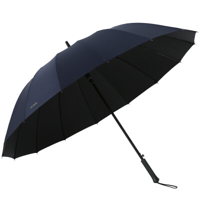 

Heaven umbrella increased reinforcement 16 bone impact cloth black plastic self-opening straight business umbrella 10037D navy