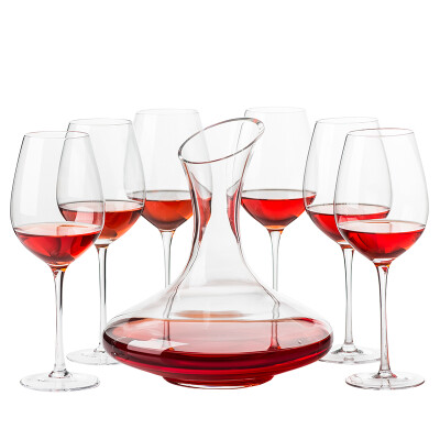 

Jingdong supermarket] 1950 pure hand-blown family blessing red wine glass wine set combination 6 goblets 1 wakeers gift 8 accessories