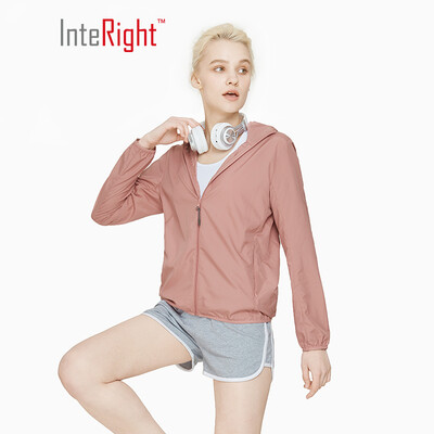 

INTERIGHT outdoor skin clothing men&women models lightweight breathable windbreaker coral red female