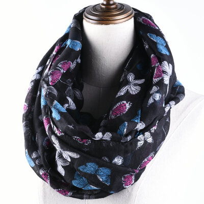 

Guttavalli Nice Women Soft Butterfly Ring Shawl Summer Chevron Printing Animals Loop Scarf Viscose Stripes Geometric Infinity Skin
