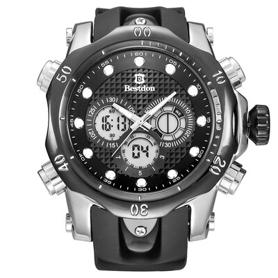 

bestdon bd5515g мужчин кварцевые & привел электроники двойного времени показа запястье часы (черный + серебро)