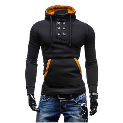 

Zogaa New Men's Hoodie Double-breasted Short Slim
