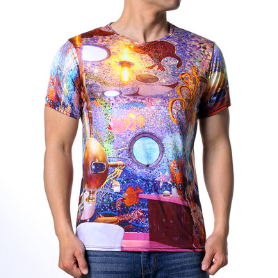 

Mens 3D Printed Underwater World Pattern Short Sleeved O Neck T-Shirt