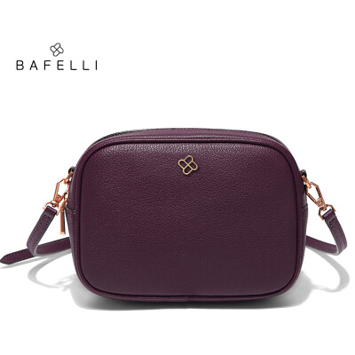 

BAFELLI new arrival split leather shoulder bag simple circular bag solid zipper bolsa feminina hot sale red small women bag