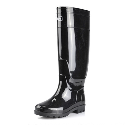 

Warrior High-barrel rain boots rubber shoes work shoes water shoes mens rain boots HXL8199 black high tube 43