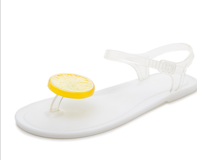 

Akane 2018 autumn flat shoes lemon flat sweet jelly beach shoes casual wear sweet butterfly bow open toe flat shoes casual beach g