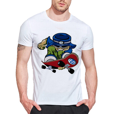 

Mens O Round Neck Casual Short Sleeves Fashion Cotton T-Shirts Skating Action Cartoon Picture Digital Print