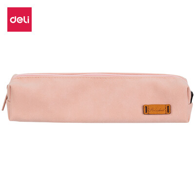 

Deli deli solid color suede pencil case student pencil storage bag leather pink 66710