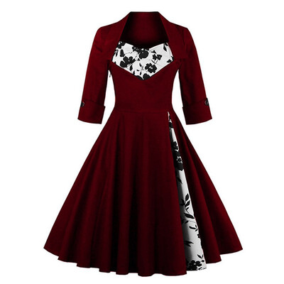 

4XL 5XL Плюс Размеры женская одежда Булавки Демисезонный Ретро Повседневное вечеринку халат рокабилли 50s 60s Винтажные наряды