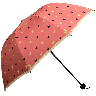 

Parkson creative kitten folding sunny umbrella vinyl sun umbrella 5375D tranquil floral orange red