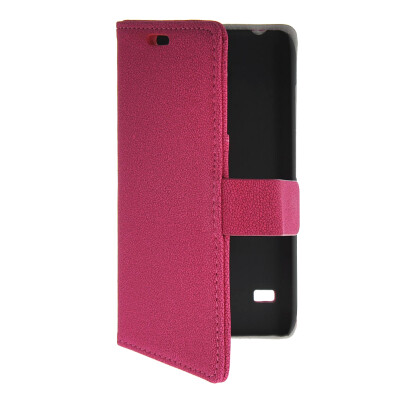 

MOONCASE Slim Leather Side Flip Wallet Card Slot Pouch with Kickstand Shell Back Case Cover for Huawei Ascend Y550 Hot pink