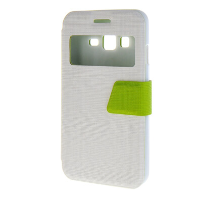 

MOONCASE Galaxy Z130H , Slim Window Design Leather Side Flip Bracket Case Cover for Samsung Galaxy Z130H White Green