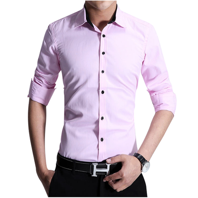 

Zogaa Spring New Mens Shirt Pure Color Long Sleeve Slim