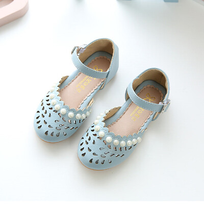 

2018 Summer Children Sandals Girls Princess Shoes Pink Fashion Pearl Beads Flat Girls Sandals Kids Closed Toe Baby Shoes