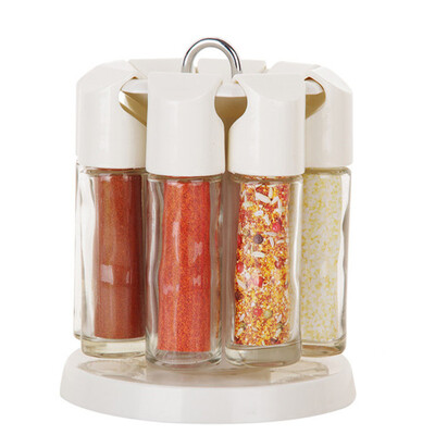 

Rotary salt&pepper cruet condiment set bbq seasoning bottle rack condimentos containers for spices cooking tools