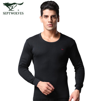

Seven wolves Qiuyi Qiuku mens thermal underwear cotton base thin suit mens round neck autumn&winter cotton sweater 98101A wine red