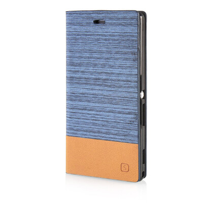 

MOONCASE Canvas Design Leather Side Flip Wallet Pouch Stand Shell Back ЧЕХОЛ ДЛЯ Sony Xperia M2 Light Blue