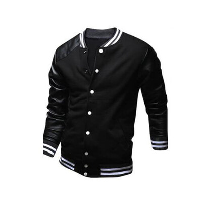 

Zogaa New Mens Jacket Leather Sleeve Patchwork