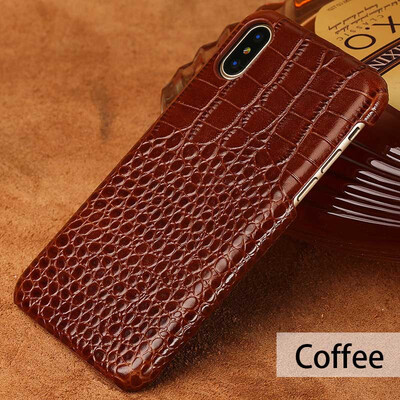 

LANGSIDI Genuine Leather Phone Case For iPhone X Case Crocodile Texture Back Cover