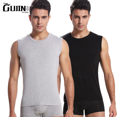 

Ancient&modern mens vest cotton mens summer thin sweatshirt Slim sports stretch vest bottoming shirt EGGSJ53 2 pieces - wide shoulder light gray black