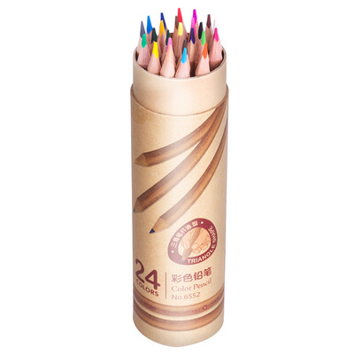 

Deli 6551 Log oily 24 color lead color pencil triangle rod barrel