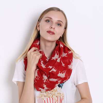 

Scarves For Women Voile Infinity Collar Ring Scarf Reindeer Elk Print Luxury Brand Scarves JeouLy Echarpes Foulards Femme