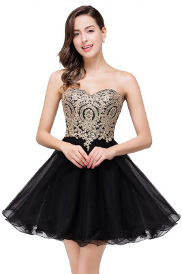 

Lovely Short Beaded Cheap Sweetheart A-Line Prom Dresses Appliques Sparkly Organza Homecoming Dresses