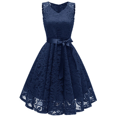 

Try Everything Summer Lace Dress Women Bow Bandage Elegant Short Party Dresses 2018 Sleeveless Pink V Neck Tunic Womens Dress