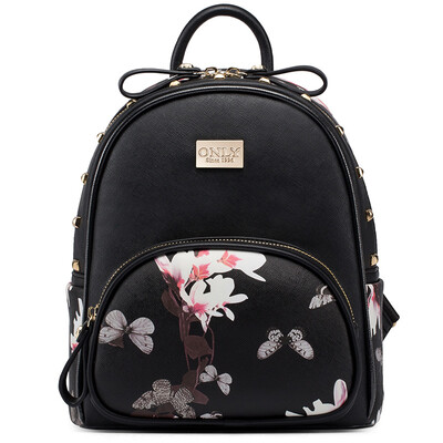 

ONLY backpack female Japanese&Korean version of the trend line printing backpack casual bag L-2440116 black