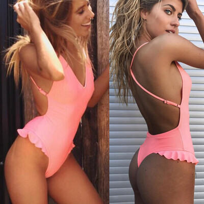 

Backless Playful Thong Swimsuit Women One Piece Swimsuit Solid 2018 Women Bodysuit Bathing Suit Biquini Beachwear SO0501