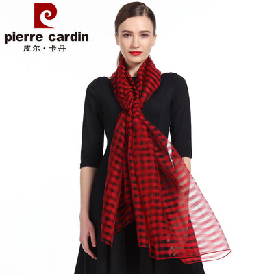 

Pierre Cardin fine imitation wool silk scarf female spring&autumn models large towel high-grade silk scarf shawl scarf scarf thin section summer sunscreen D12TM5702 red