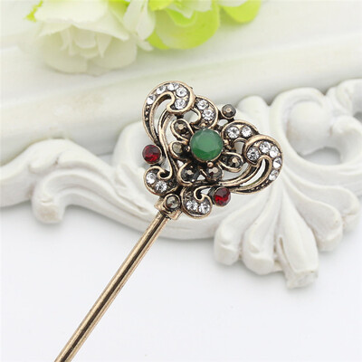 

Vintage Turkish Women Hollow Vines Flower Hair Clasp Resin Jewelry Retro Gold Color India Hair Sticks Arabia Bride Bun Hairpin