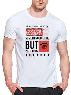 

Mens O Round Neck Casual Short Sleeves Fashion Cotton T-Shirts Eye Picture & Letter Digital Print