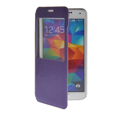 

MOONCASE View Window Leather Side Flip Pouch Slim Shell Back чехол для Samsung Galaxy S5 I9600 Purple