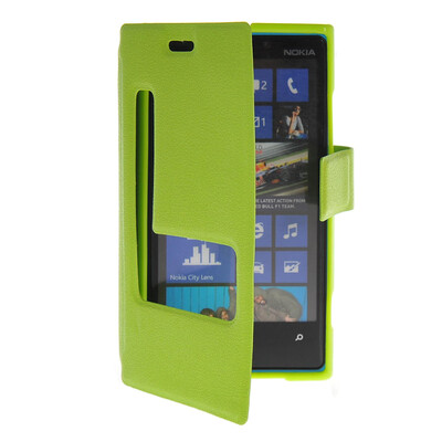 

MOONCASE View Window Leather Side Flip Pouch Stand Shell Back Case Cover for Nokia Lumia 920 Green