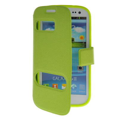 

MOONCASE View Window Leather Side Flip Pouch Stand Shell Back ЧЕХОЛ ДЛЯ Samsung Galaxy S3 I9300 Green