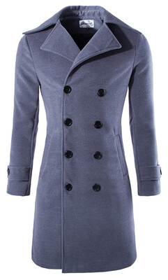 

Mooncolour Mens Medium Style Woolen Double Breasted Coat