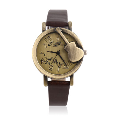 

Vintage Unique Design Guitar Analog Quartz Watch PU Leather Retro Gift