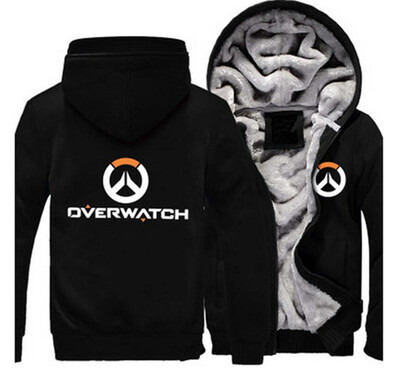 

Men Women Game OW Overwatch Logo Zipper Jacket Cosplay Sweatshirts Thicken Hoodie Coat Clothing Casual USA size