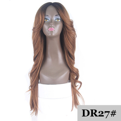 

XTRESS Heat Resistant Synthetic Wigs For Women Natural Long Straight With Bangs 26" Ombre Hair Black To Brown 180 Heavy Density