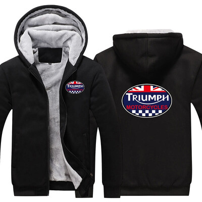 

2018 New USA SIZE Men Winter Autumn Hoodies TRIUMPH MOTORCYCLES pattern Fleece Coat Baseball Uniform Sportswear Jacket wool