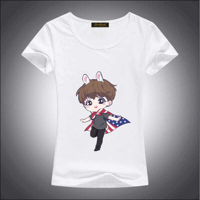 

HenReat High quality silk cotton white solid color short sleeve women BTS print T-shirt