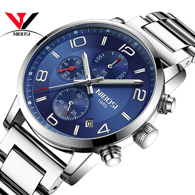 

NIBOSI Quartz Watch Men Sports Men Watch Fashion Top Brand Luxury Waterproof Watches Leather Steel Strap Male Clock Quartz Movemet