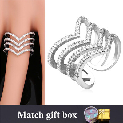 

U7 звенит для женщин 2 016 ювелирных изделий 18K Золото / Платина покрыла циркония Многослойной Кристалл коктейль кольцо Регулируемые