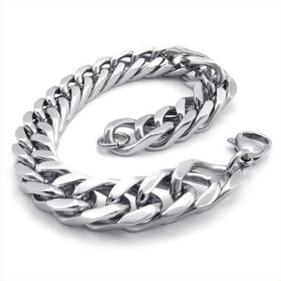 

Hpolw silver Stainless Steel Ring-buckle type Wide Link Spiral-shape Lobster Clasps Bracelets