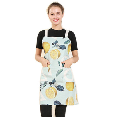 

Women Bib KitchenCotton linen Apron with Pocket Durable Comfortable Cute Apron for Cooking Baking