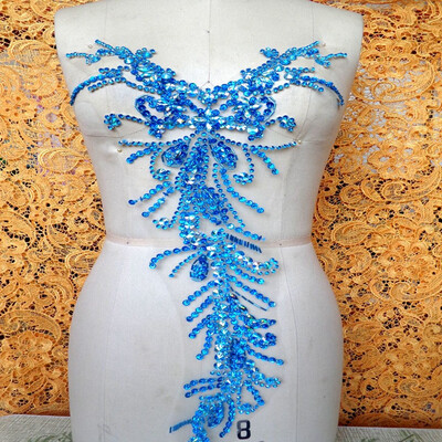 

Чистое ручное синее сшивание на стразах аппликация кристаллов пятна 58 * 28 см