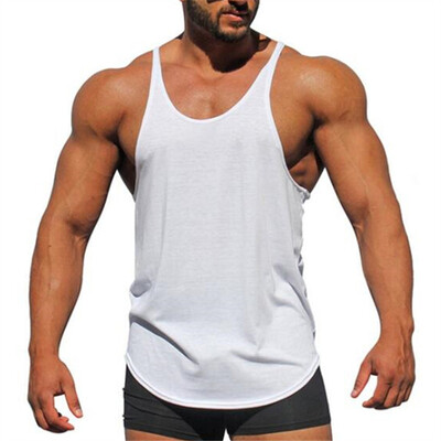 

2018 New fitness tank tops men gyms stringer mens canotta bodybuilding shirt gold sleeveless vest cotton clothing
